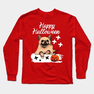 Cute Halloween Australian Cattle Dog Puppy in Halloween Ghost Pumpkin Season Long Sleeve T-Shirt